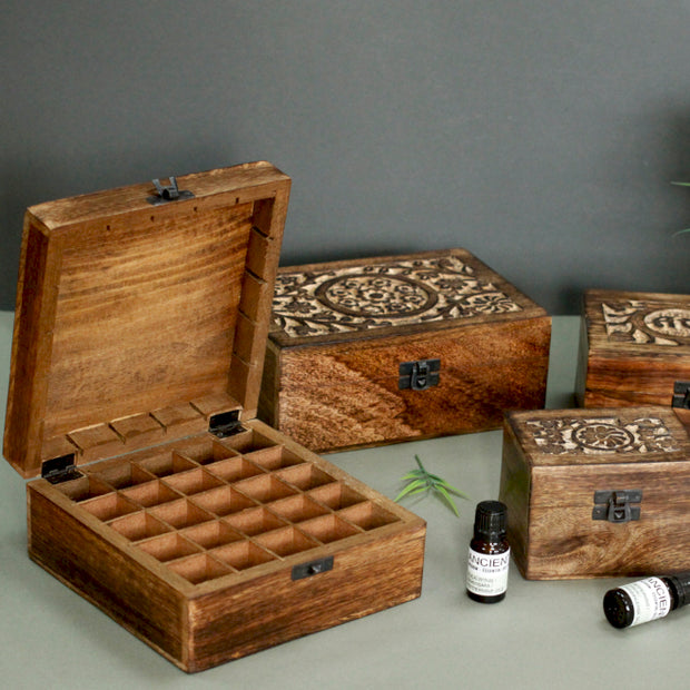 Coffret pour Huiles Essentielles en Bois de Manguier (vendu vide)